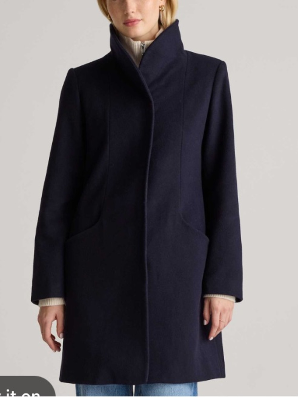 Quince LARGE Italian Wool Cocoon Coat Navy Classic Capsule quiet luxury